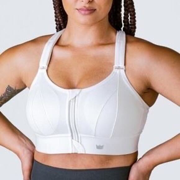 SheFit Other - SHEFIT Ultimate Sports Bra White 2 LUXE High Impact Adjustable w‎ PADS